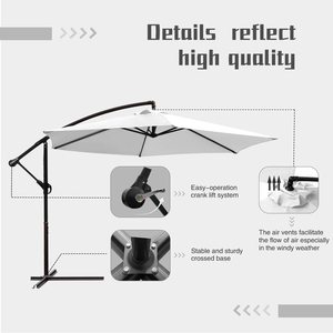 10ft En Porte-à-faux <span class=keywords><strong>parasol</strong></span> avec manivelle mécanisme et <span class=keywords><strong>housse</strong></span> de <span class=keywords><strong>protection</strong></span>, <span class=keywords><strong>protection</strong></span> solaire <span class=keywords><strong>protection</strong></span> UV, - Product Image 3
