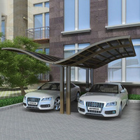 Abri en aluminium flambant neuf, carsport moderne, utilisation à l'extérieur, abri de voiture avec toit solide en polycarbonate