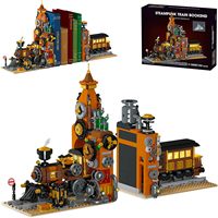 Steampunk Train 1252 PCS Building Toy Blocks avec lumières pour enfants Desk STEM Decor Play