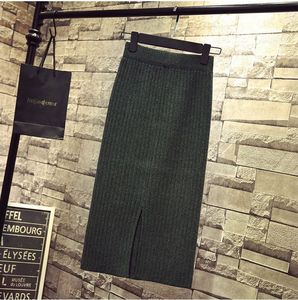Autumn Winter Hot Style Knit <strong>Skirt</strong> Women's Long Sweater Slit <strong>Skirt</strong> Lady Women's Clothes Dress <strong>Elastic</strong> Waist Knitwear <strong>Skirt</strong> - Product Image 2