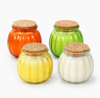 Bougie d'aromathérapie écologique en cire de soja mélangée, design citrouille en liège, faite à la main, dans un bocal en verre, pour Thanksgiving, Pâques, décoration intérieure, fêtes