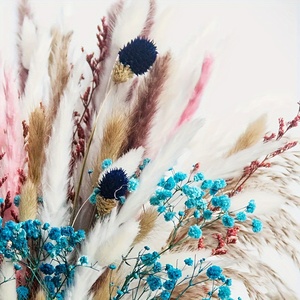 Bouquet d'herbe de la pampa séchée naturelle avec gypsophile bleue et <span class=keywords><strong>chardon</strong></span>, arrangement floral bohème préservé pour la décoration intérieure, mariage - Product Image 2