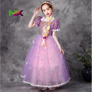 Disfraz <span class=keywords><strong>de</strong></span> Princesa Rapunzel <span class=keywords><strong>para</strong></span> Niñas, Vestido <span class=keywords><strong>de</strong></span> Fiesta <span class=keywords><strong>de</strong></span> Tul con Lentejuelas y Mangas Cortas, Exquisito Vestido <span class=keywords><strong>de</strong></span> Navidad - Product Image 4