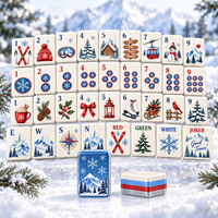 Ensemble de tuiles de mahjong en acrylique de luxe américain avec motifs de ski alpin pour les soirées de jeux d'hiver, idéal pour les cadeaux, la vente au détail et la personnalisation de marque