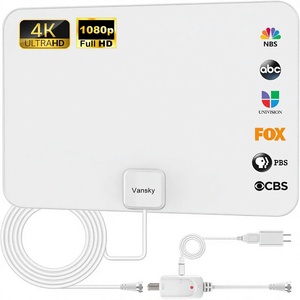 Antenne <span class=keywords><strong>TV</strong></span> intérieure numérique amplifiée et détachable HDTV 1080p VHF/UHF avec chaînes locales, câble coaxial de 165 pieds - Product Image 1
