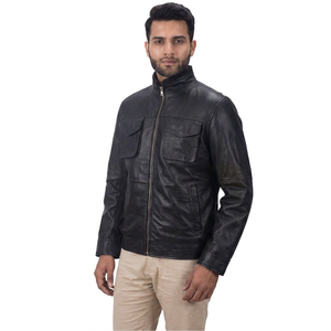 Premium Genuine Leather Winter Casual Jackets for Men Stand Collar Waterproof Zipper Comfortable Soft Leather Jacket - Product Image 1
