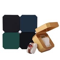Boîte à montre octogonale en cuir PU, emballage cadeau pour montre à fente unique avec coussin doux, logo personnalisé
