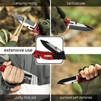 Couteau de poche pliable EDC, outil multifonctionnel personnalisé pour l'extérieur, LED, tactique, camping, survie, chasse, petite lame