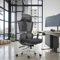 Chaise de bureau ergonomique moderne de luxe confortable pivotante et rotative avec accoudoirs réglables 5D, dossier en maille, appui-tête en alliage d'aluminium