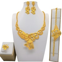 Set Perhiasan Kalung dan Anting Manik-manik Afrika untuk Wanita, Lapisan Emas 24K, Hadiah Pernikahan/Pertunangan