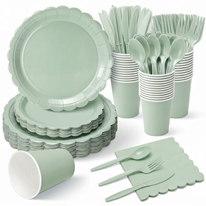Ensemble <span class=keywords><strong>de</strong></span> vaisselle en <span class=keywords><strong>dentelle</strong></span> <span class=keywords><strong>de</strong></span> couleur unie pour 24 personnes, ensemble <span class=keywords><strong>de</strong></span> vaisselle pour fête d'anniversaire, assiettes en <span class=keywords><strong>papier</strong></span>, gobelets et serviettes en <span class=keywords><strong>papier</strong></span> - Product Image 3