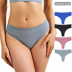 Bikini perizoma donna personalizzato all'ingrosso a righe tinta unita vita bassa un pezzo ad asciugatura rapida T-back mutandine traspiranti - Product Image 1