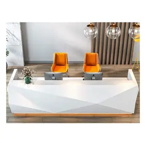 2022 Custom Modern Salon Reception Desk White Office Front Desk Counter Made In China