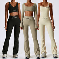 Ensemble de sport 2 pièces pour femme, taille haute, grande taille, couleur unie, léger, pour yoga et entraînement, personnalisé ODM