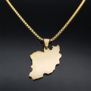 Collares de Plata y Oro PVD Antideslustre de Moda, Joyería Fina de Acero Inoxidable 316L, Collar con Mapa de Irán para Mujer - Product Image 5
