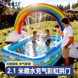 Inflatable Rainbow <b>Water</b> Spray Arch 210x99x165cm Outdoor Children's Play Toy For Summer <b>Fun</b> - Product Image 5