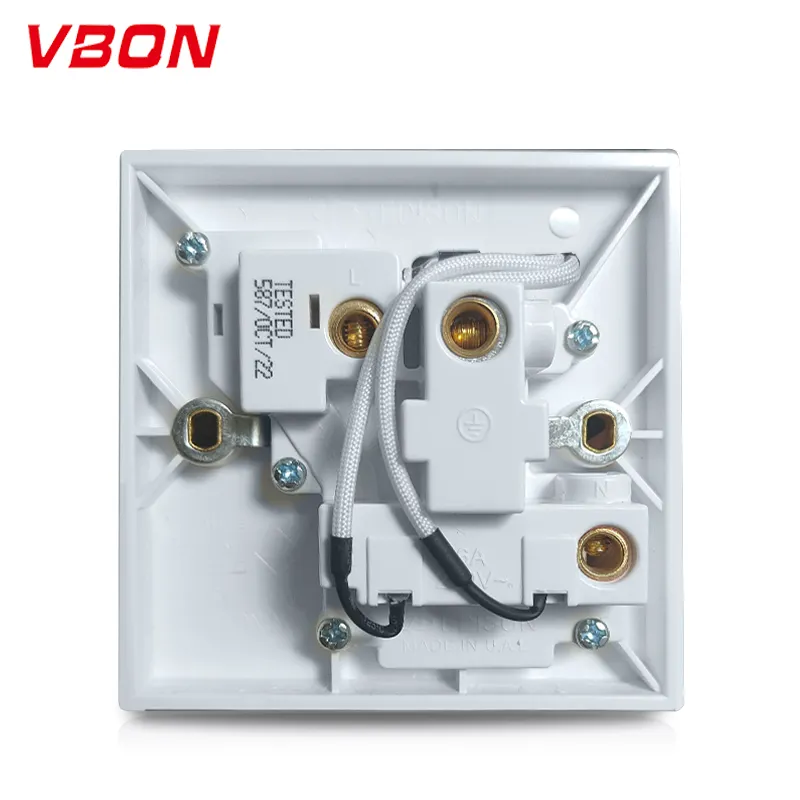 Vbqn Thiết bị chuyển mạch và Ổ cắm ổ cắm điện với Neon 16A 3pin anh tiêu chuẩn điều khiển điện ứng dụng nhà