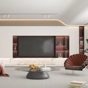 خزانة تلفزيون لغرفة المعيشة بطراز المزرعة من ميلينكو، مع جدار مميز بألوان متناسقة وأبواب داخلية ذات مظهر متناسق وصديقة للبيئة ومخصصة - Product Image 2