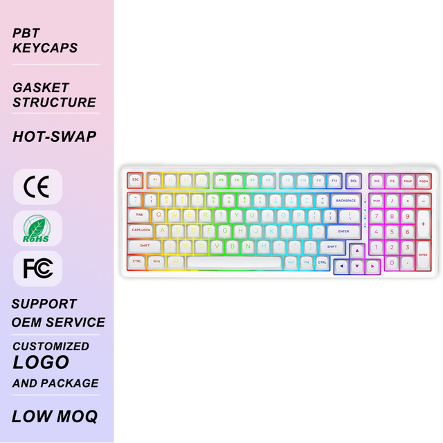 99 Key Hot Swappable RGB Backlit Mechanical Gaming Keyboard Support LOW MOQ OEM Height PBT Keycaps Wired Wireless Keyboard