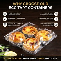 Boîte d'emballage alimentaire en PET de qualité alimentaire pour tartelettes aux œufs, boîte d'emballage jetable en blister avec cavités, boîte d'emballage alimentaire empilable
