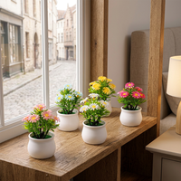 Mini-plantes artificielles de marguerites en pot, fleurs artificielles colorées, bonsaï en pot en plastique pour la décoration de la maison, de la table et du bureau (vente en gros)