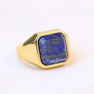 Simple and Retro Geometric 22MM <strong>Square</strong> Engraved Shell 18K Gold Plated Stainless Steel Women's <strong>Engagement</strong> <strong>Ring</strong> - Product Image 5