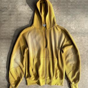 Sudadera con Capucha Extra Grande de Alta Calidad con Logotipo Personalizado, Estilo Desgastado, Tejido Waffle, 100% Algodón, Cierre de Cremallera - Product Image 1