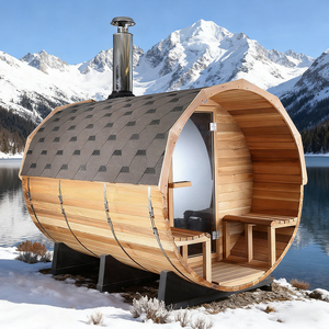 Sauna en bois de cèdre massif pour 2 à 6 personnes, fonction vapeur sèche, chauffé, en forme de baril, disponible au Canada - Product Image 4