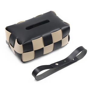 <b>Drop</b> shipping of black and white checkerboard woven leather tissue <b>boxes</b> for living rooms, dining tables, and cars. - Product Image 5