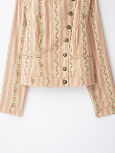 Blazer da donna jacquard a righe floreali personalizzato 2026, <span class=keywords><strong>giacca</strong></span> da ufficio testurizzata con motivo botanico artistico, giacche formali OEM/ODM - Product Image 6