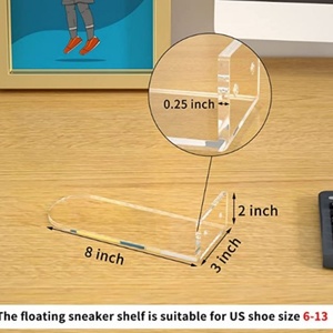 Shoe Wall Shelf - 6 Clear <b>Floating</b> Acrylic Shoe Shelves to Display and Showcase Your Sneaker Collection - Product Image 4