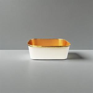 กล่องบรรจุอาหารแบบใช้แล้วทิ้งเคลือบทองคำ กล่องกระดาษคราฟท์ทรงสี่เหลี่ยมสำหรับใส่สลัด ชามกระดาษแบบมีฝาปิด - Product Image 1