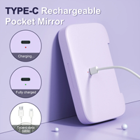Miroir éclairé portable Grossissement 1X/5X Miroir de maquillage de poche de voyage LED avec 3 modes de couleur Rechargeable et gradable