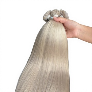 Extensions de cheveux Rusa à pointe plate en gros, blond cendré 613, 100 % cheveux vierges vietnamiens, 100 g, super double drawn, tissage à la kératine - Product Image 1