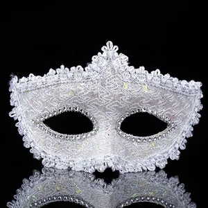 Товары, Прямая поставка, кружевная кожаная маска со стразами, венецианская Маскарадная маска на половину лица, Женская Карнавальная маска