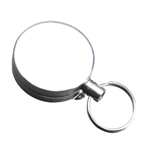 5cm round keychain with back <b>clip</b>, all-metal easy-pull <b>buckle</b>, 1m retractable anti-loss silver badge <b>clip</b> wholesale - Product Image 5