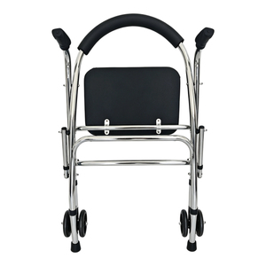 Height Adjustable Walker <strong>with</strong> <strong>Seat</strong> Two Wheel Foldable <strong>Walking</strong> <strong>Frame</strong> Anti Slip Feet Mobility Aid for Elderly Disabled - Product Image 1