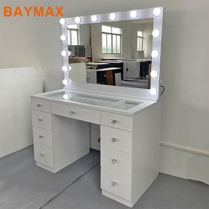 La table de vanité blanche à haute brillance de mode a mené la <span class=keywords><strong>commode</strong></span> légère de miroir avec des tiroirs de stockage - Product Image 1