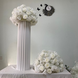 Centrotavola Floreale Personalizzato con Rose Bianche Miste, Decorazioni Floreali in Seta Artificiale per <span class=keywords><strong>Matrimoni</strong></span>, Feste ed Eventi - Product Image 4