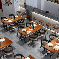 Table à manger multifonctionnelle en bois massif, style industriel américain moderne, luxe léger européen, double table 4 places
