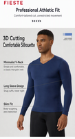 T-shirt de sport respirant en polyester et élasthanne, sous-vêtement de compression à manches longues pour homme