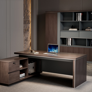 Bureau de direction modulaire convertible de luxe avec rangement, design moderne en MFC, mobilier de bureau sain - Product Image 3