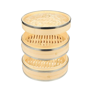 Vente chaude 2024, cuiseur vapeur en bambou écologique à 2 étages avec panier de taille personnalisée, compatible gaz et induction, pour ustensiles de cuisine - Product Image 5