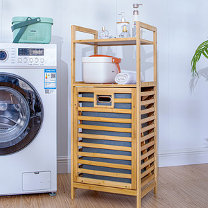 Nan Bamboo Multi Layer Storage Rack 3 Floors Movable Laundry Organizer For <b>Washing</b> <b>Machine</b> Room - Product Image 1