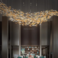 Personnaliser le poisson suspendu restaurant éclairage luxueux hall d'hôtel grand lustre en verre de Murano