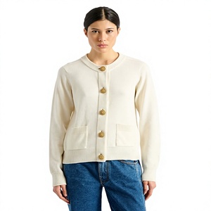 Cardigan en tricot crème pour homme, manches longues, couleur unie, boutons sur le devant, pull en laine, style automne - Product Image 1