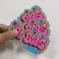 Pegatinas Personalizadas de Vinilo Holográfico Impermeable, Estilo Retro, con Logotipo, Autoadhesivas, Impresas Digitalmente, Troqueladas