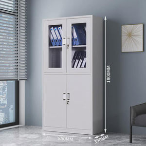 Armoire de classement en acier moderne avec porte en verre, étagères réglables, serrure à clé pour le rangement et l'organisation des documents à <span class=keywords><strong>domicile</strong></span>, au bureau ou en extérieur - Product Image 1