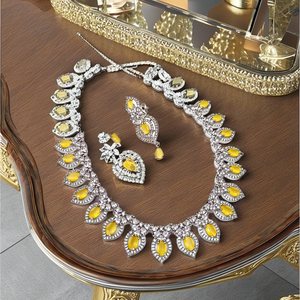 Luxury Classic Women's Silver-Tone <b>Crystal</b> & Rhinestone Necklace/Earring Bridal/Wedding Gift & Party Wear Jewelry <b>Set</b> - Product Image 2