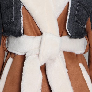 Caldo autunno Jeans Patchwork camoscio in <span class=keywords><strong>pelliccia</strong></span> artificiale Cardigan lungo Casual giacca di velluto a coste piumini cappotti invernali da donna - Product Image 4